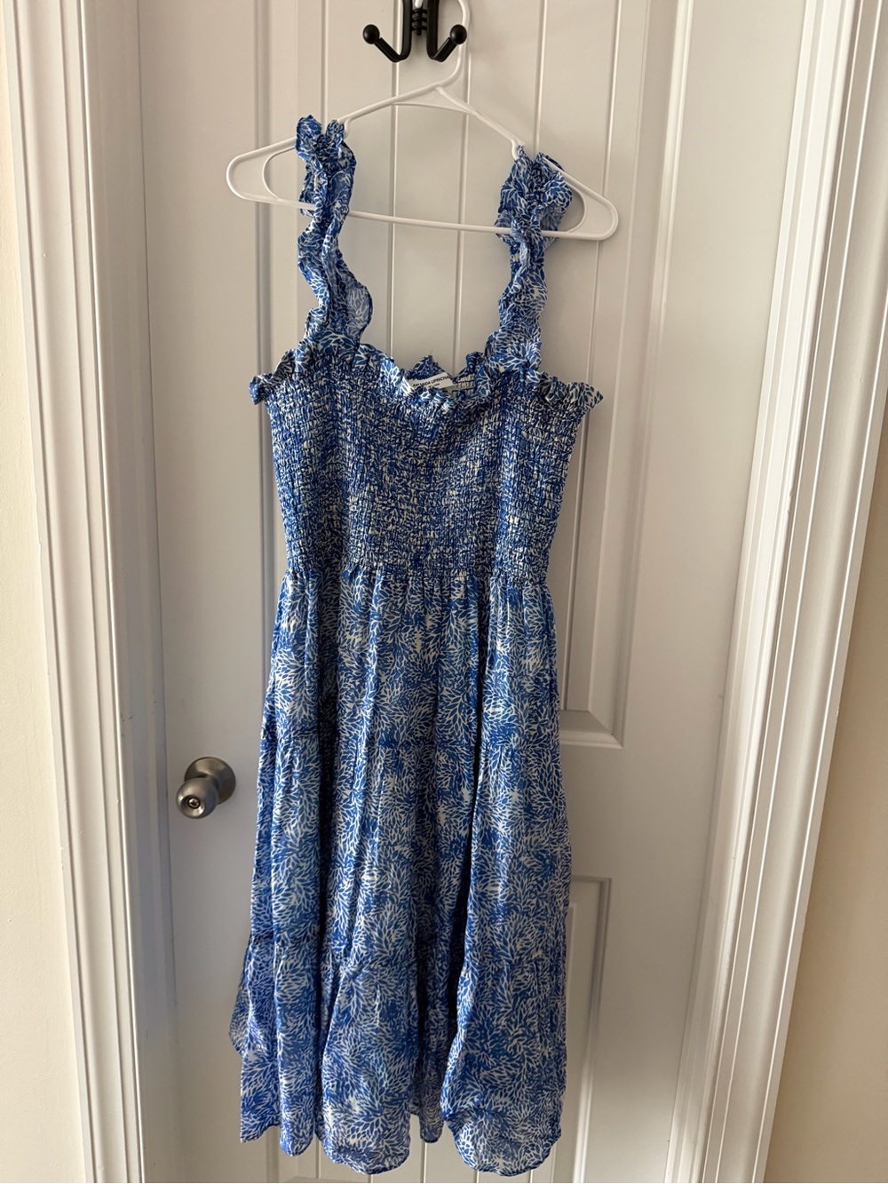 Amanda Uprichard Blue Floral Ruffled Strap Dress for Girls